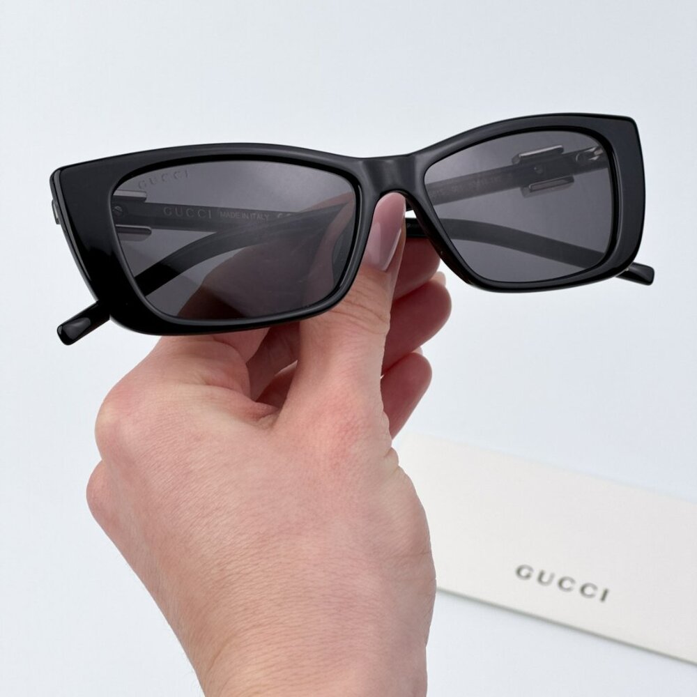 Gucci Women BRAND NEW Sunglasses Black Grey Cat Eye GG1681S 001